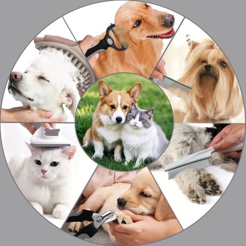 7PCS Dog Grooming Brush Kit for Shedding and Matted Fur, Self-Cleaning Slicker - Image 7