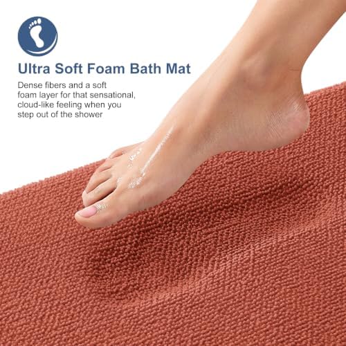 OLANLY Memory Foam Bathroom Runner Rugs 59x24, Long Mats, Rustic Terracotta - Image 2