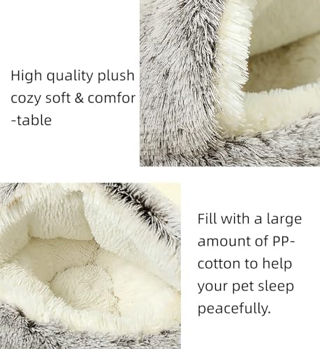 Dog Cave Bed for Small Dogs Cats Pets, Anti Anxiety Calming Plush Dog Beds - Image 4