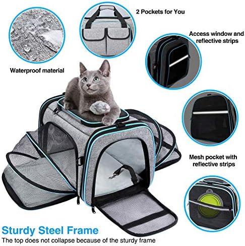 Airline Approved Pet Carrier, Large Soft Sided Pet Travel TSA Carrier 4 Sides - Image 5