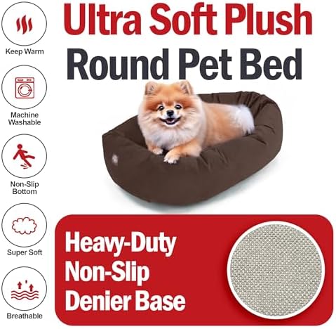 Majestic Pet 24 Inch Suede Calming Dog Bed Washable – Cozy Soft Round Dog Bed - Image 6