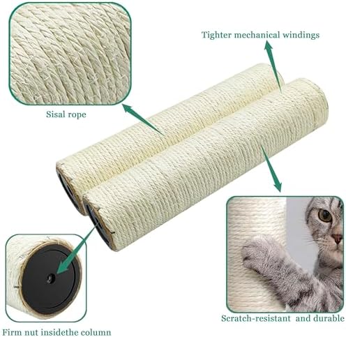 4 PCS Cat Tree Replacement Post, 15.7in & 7.9in M8 Scratching Refill Pole - Image 4