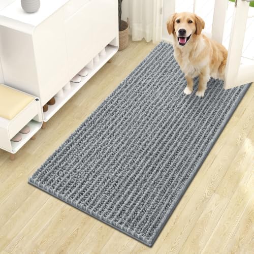 OLANLY Dog Door Mat for Muddy Paws 44x24, Ultra-Absorbent Chenille Mud Mat by OLANLY