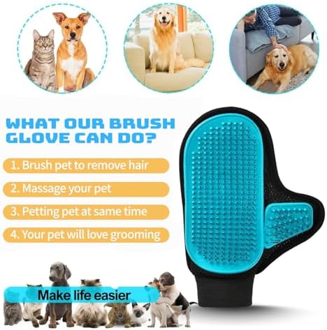 2025 Pet Grooming Glove with Tipped Pin Brush, Special Design Deshedding Glove - Image 4