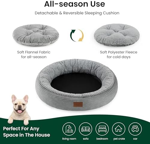 Love's cabin Round Donut Cat and Dog Cushion Bed, 30in Pet Bed - Image 3