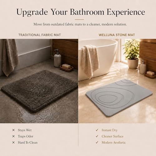 Stone Bath Mat for Bathroom, Diatomaceous Earth, Light Gray - Image 4