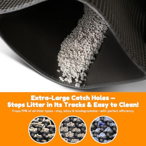 Cat Litter Mat 35"x24", Double Layer EVA Litterbox Mat Cream - Image 4