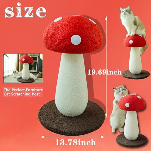 Whimsical Mushroom Scratcher, 19.69" Sisal Cat Scratching Post - Image 3