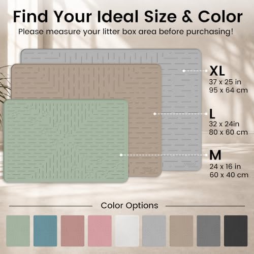 OHMO Large Cat Litter Mat 31.5x23.6 Silicone Trapping Mat Semi Transparent - Image 7