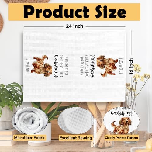 Dachshund Dog Kitchen Towels Set of 2, Funny Dog Kitchen Decor, Dogs Gifts - Image 6