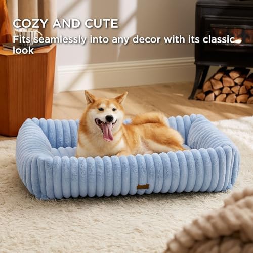 Bedsure ComfyFleece® Cute Dog Beds Large Sized Dog Washable，36in Blue - Image 4
