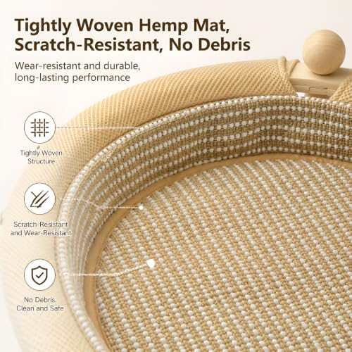 2-Tier Elevated Cat Hammock Bed, 2-in-1 Natural Sisal Jute Cat Scratching Pad - Image 4
