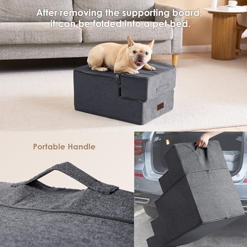 EHEYCIGA Dog Stairs 13.5" H, 3-Step Extra Wide Dog Steps - Image 5