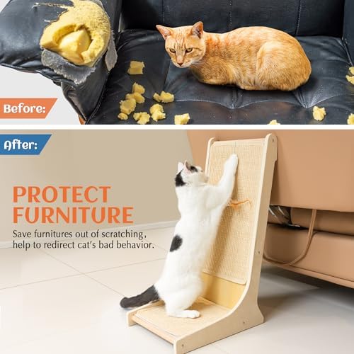 PETKARAY Sisal Cat Scratcher, Upright Cat Scratch Pad Wall Mounted, Vertical - Image 4