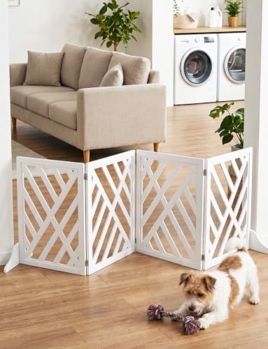 24" Wooden Dog Gate Indoor, Freestanding Pet Gate - Image 3