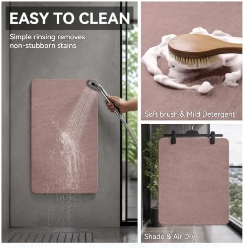 MontVoo -Bath Mat Rug-Rubber Backing Non Slip Quick Dry Absorbent Thin Bathroom - Image 5