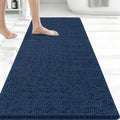 Bcoimo Bath Rug Mat, Chenille Extra Soft Navy Long Bathroom Runner Floor Rug by Bcoimo