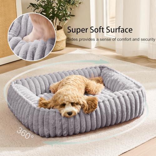 Orthopedic Large Dog Bed Calming Pet Sofa Bed 32''x24'' Grey - Image 4