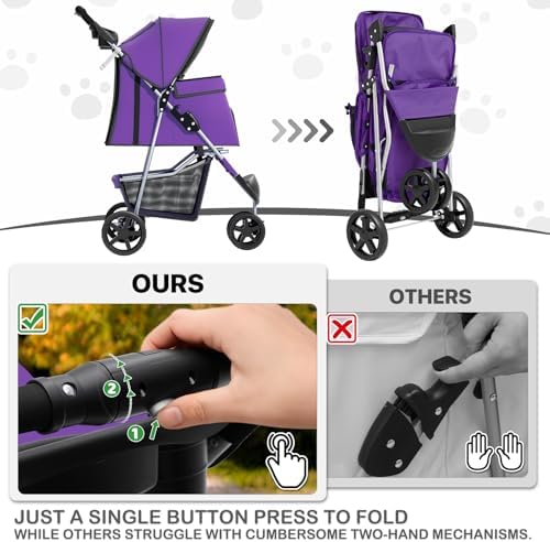 MoNiBloom Pet Stroller for Small/Medium Dogs and Cats up to 33 lbs - Image 4