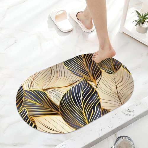 The Gold Leaf, Super Absorbent Quick-Drying Bathroom Mat Rug, Rubber Non-Slip - Image 6