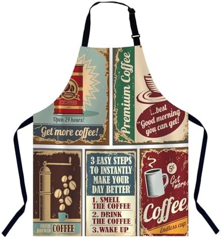 Vintage Coffee Apron Adjustable Neck Bib Apron by Unknown