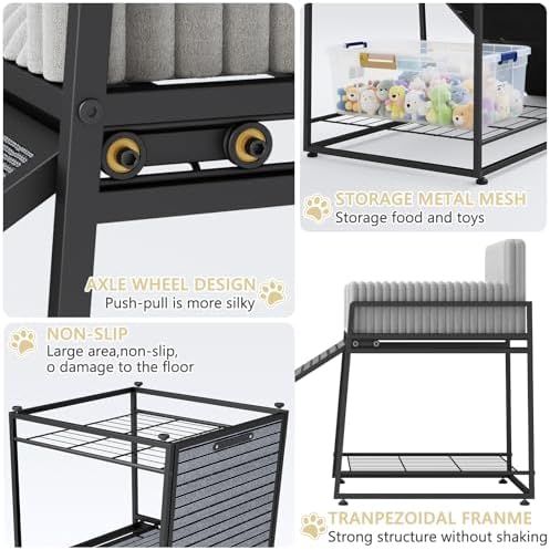 Dog Window Perch with Stairs and Storage, Pet Stairs Ramp with Seat - Image 5