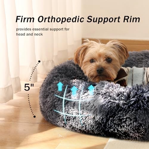 NOYAL Donut Dog Bed for Small Medium Pets, Plush Calming Faux Fur - Image 5