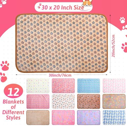 Tatuo 12 Pcs 30x20 in Puppy Dog Blankets Fleece Cat Pet Blankets Soft Warm - Image 2