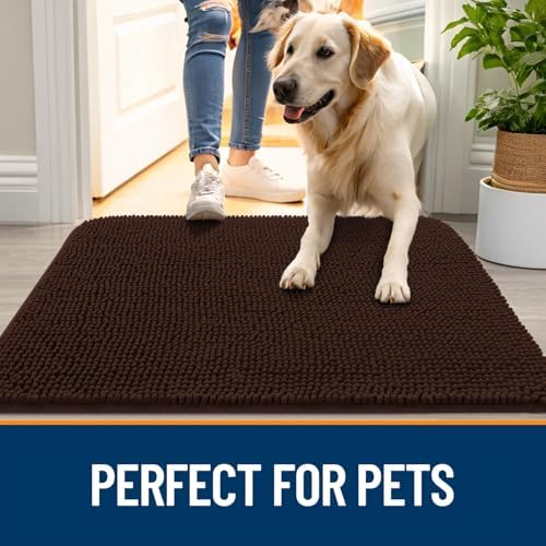 OLANLY Dog Door Mat for Muddy Paws 59x32, Super Absorbent Chenille Mud Mat - Image 6