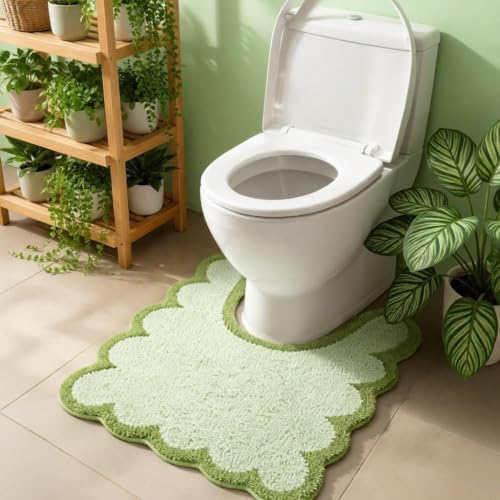 Green U Shaped Toilet Mat for Bathroom Floor Bath Mat Non Slip Washable Water - Image 7