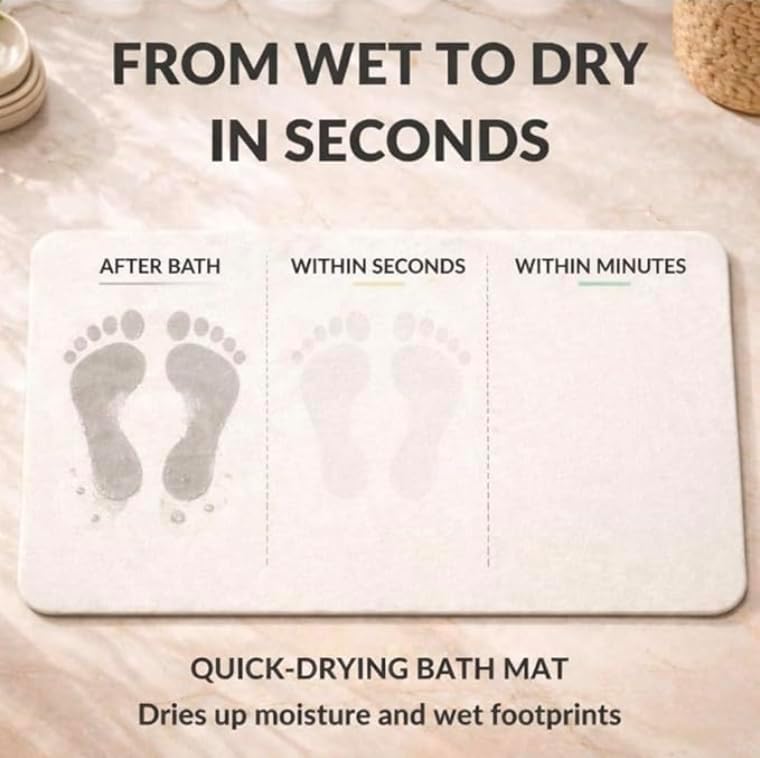 Stone Bath Mat – Diatomaceous Earth Quick Drying Non-Slip Bathroom Mat Rug– - Image 5