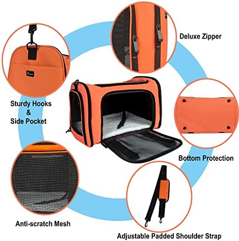 Soft Sided Carrier for Small Medium Cats Dogs, TSA Airline Approved Collapsible - Image 3