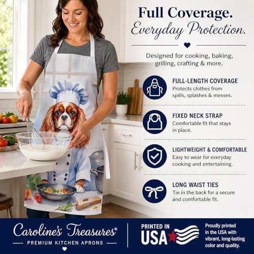 Caroline's Treasures Cavalier Spaniel The Chef Apron Cooking Kitchen Server - Image 4