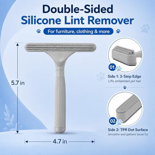 3 Pack Dog Cat Hair Remover, Carpet Rake and Fabric Lint Scraper - Image 3