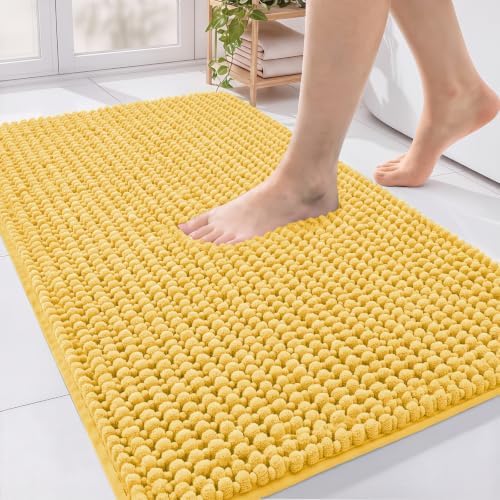 Ophanie Yellow Bathroom Rugs 34x21, Soft Chenille Bath Mat, Non Slip Absorbent by Ophanie