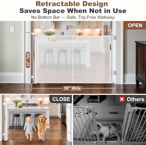 GRENFU Reinforced 59" Wide Retractable Baby Gates - Image 3