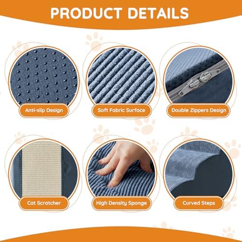Ahpmeoa Dog Stairs for Small Dogs 22.6" H, Dog Ramp for Bed - Image 3
