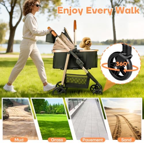 Dog Cat Stroller for Small/Medium Pets, 50 lbs, 3-in-1 Pet Stroller - Image 5