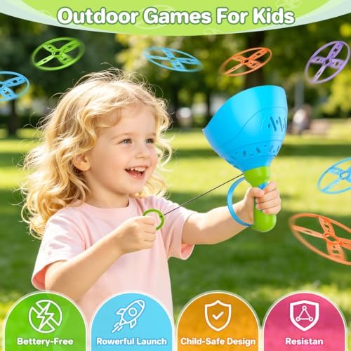 4 Pack Flying Disc Launcher Toy, Outdoor Toys Yard Gamesfor Kids Ages 4-8 - Image 2