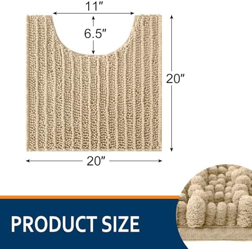 Smiry Bathroom Toilet Rugs U Shaped 20X20, Chenille Bath mats - Image 2