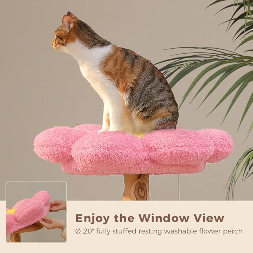 MUTTROS Flower Wood Cat Tree, 53.5" Modern Cat Tower - Image 5