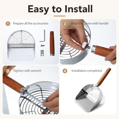COMNICO Stainless Steel Cat Litter Scoop Dual Sifting Kitten Pooper Lifter - Image 5