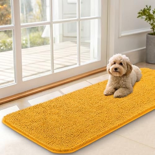 OLANLY Dog Door Mat for Muddy Paws 47x17, Super Absorbent Chenille Mud Mat by OLANLY