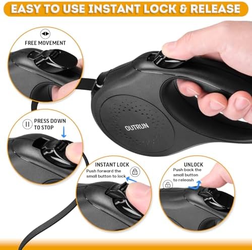 OUTRUN Retractable Dog Leash 26 FT Tape up, to 110 lb, No Tangle - Image 6