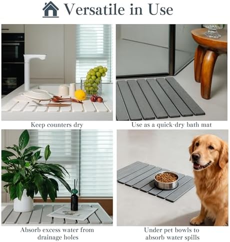 2pcs Stone Dish Drying Mat for Kitchen Counter, Quick-Dry Diatomaceous Earth - Image 7