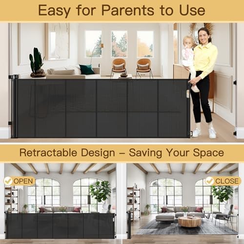 Reinforced Bottom 100 Inch Retractable Baby Gates Extra Wide Baby Gate - Image 5