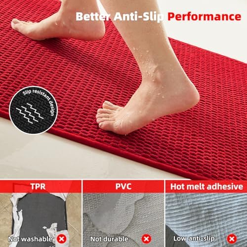 TYUU Christmas Bathroom Runner Rug, Long Bath Mat Washable Thin Quick Dry Low - Image 4