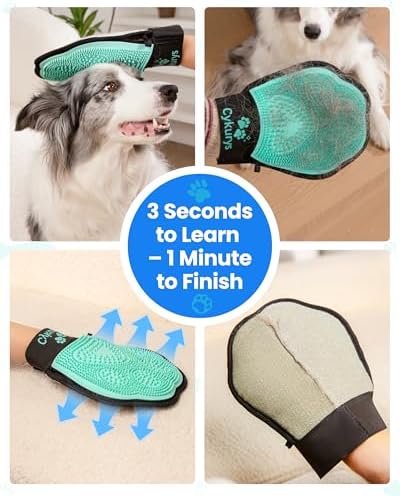 Pet Hair Removal Glove for Dogs & Cats, Double-Sided Grooming Glove - Image 4