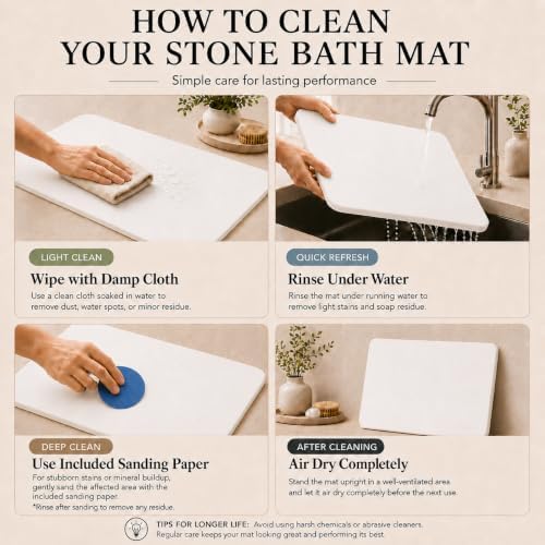 Stone Bath Mat – Diatomaceous Earth Quick Drying Non-Slip Bathroom Mat Rug– - Image 6
