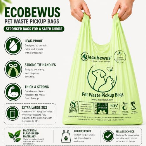 Certified Compostable Pet Waste Disposal Bag Plant-Based Cat Litter Poop Waste - Image 2